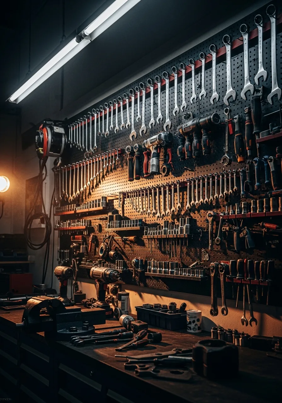 Gereedschap in de werkplaats van RoosterWorkz